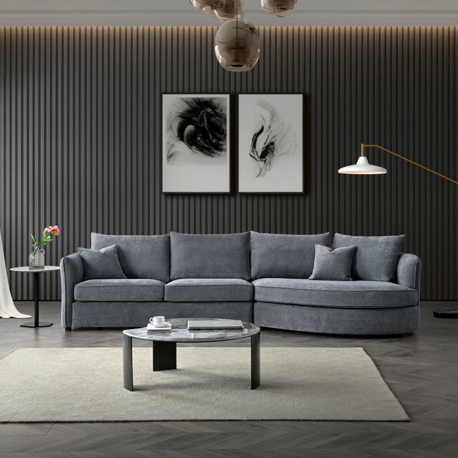 Aluxo Melby Charcoal Grey Boucle Corner Chaise Sofa | 4 Seater